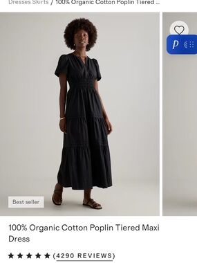 Quince Black Tiered Maxi Dress with Smocked Waist